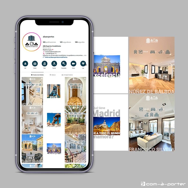 Gestión del perfil de la red social Instagram de ABA Expertos Inmobiliarios