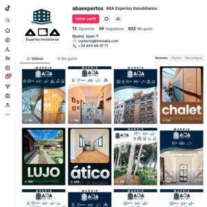 Gestión del perfil de la red social Tik Tok de ABA Expertos Inmobiliarios