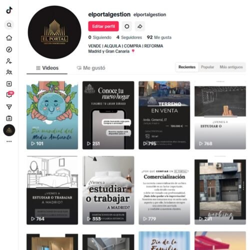 Gestión del perfil de la red social Tik Tok de El Portal - Gestión Inmobiliaria