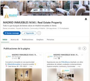 Gestión del perfil de la red social Linkedin de Madrid Inmuebles