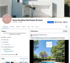 Gestión del perfil de la red social Facebook de Sonia Paradinas Real Estate Services
