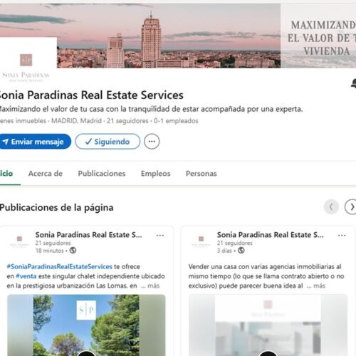Gestión del perfil de la red social Linkedin de Sonia Paradinas Real Estate Services
