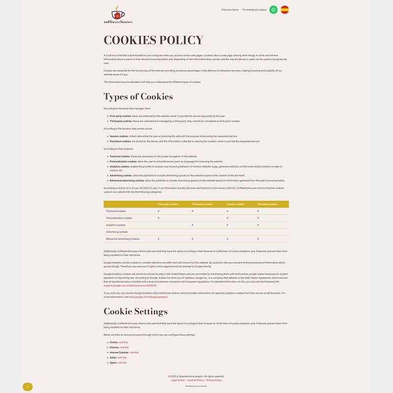 Página web CoffeeAndHouses