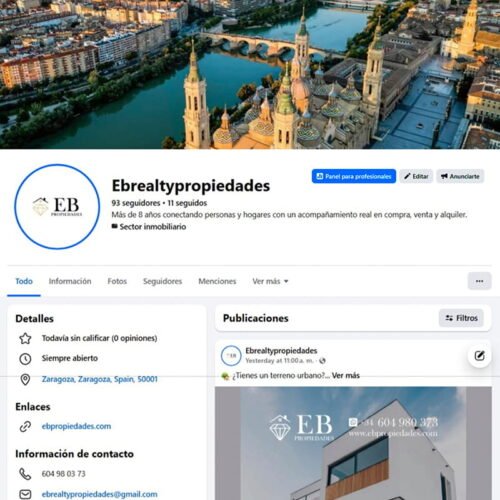 Gestión del perfil de la red social Facebook de Elena Beltrán Propiedades