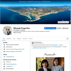 Gestión del perfil de la red social Facebook de Miranda Properties Sotogrande
