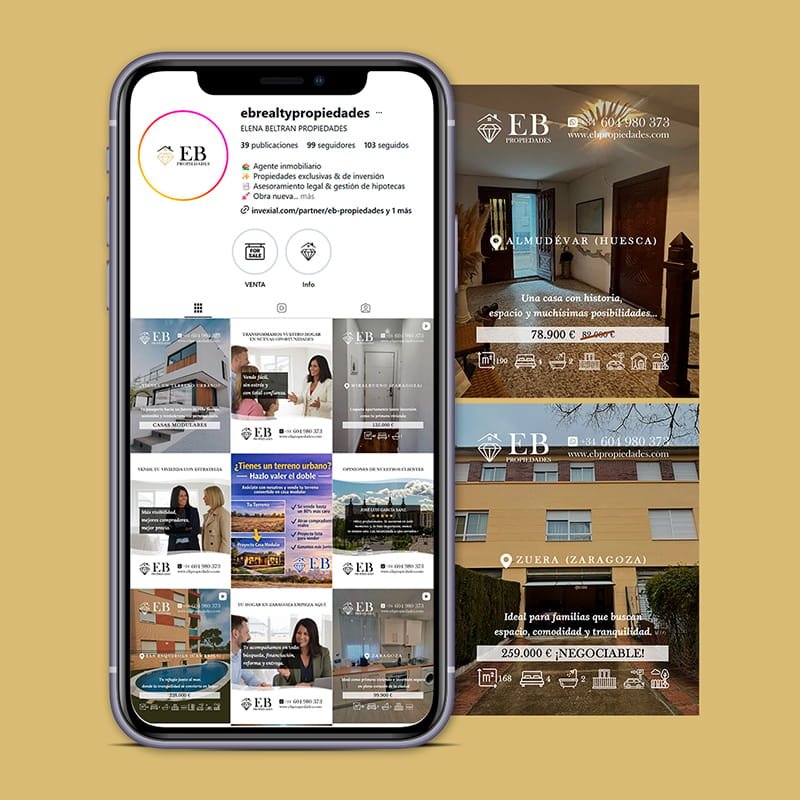 Gestión del perfil de la red social Instagram de Elena Beltrán Propiedades