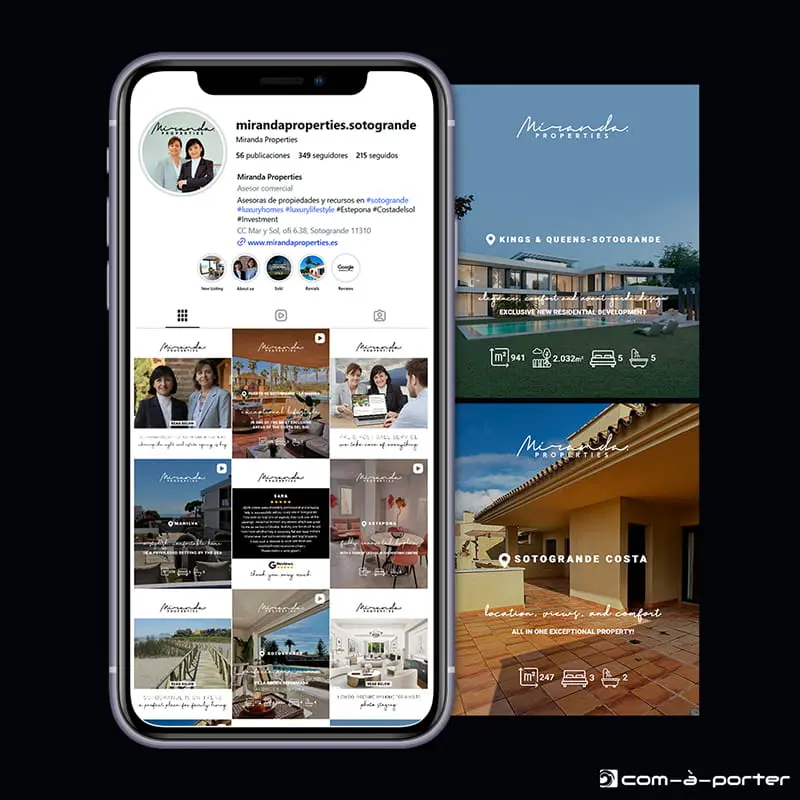 Gestión del perfil de la red social Instagram de Miranda Properties Sotogrande