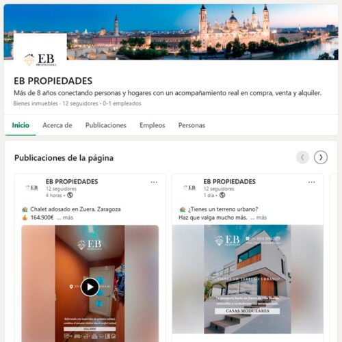 Gestión del perfil de la red social Linkedin de Elena Beltrán Propiedades