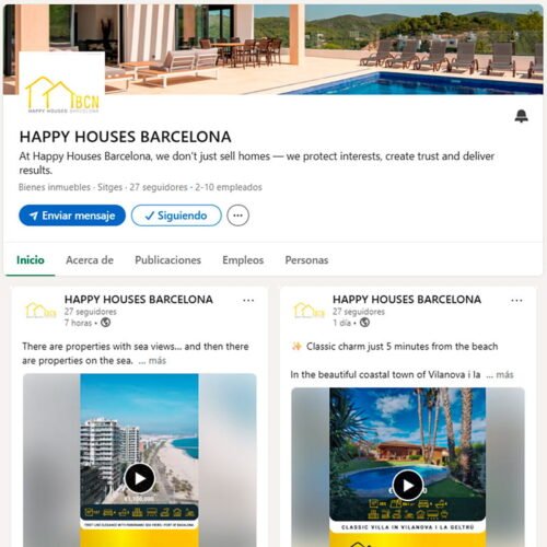 Gestión del perfil de la red social Linkedin de Happy Houses Barcelona