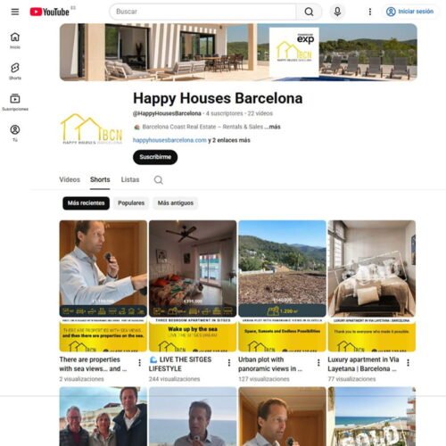 Gestión del perfil de la red social Youtube de Happy Houses Barcelona