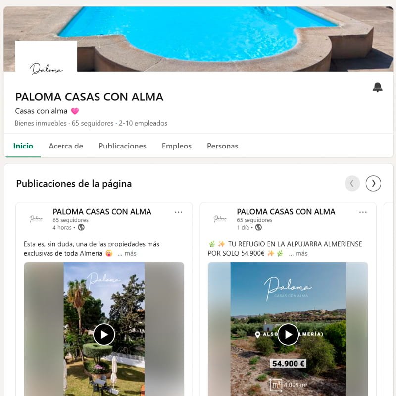 Gestión del perfil de la red social Linkedin de Paloma Casas con Alma