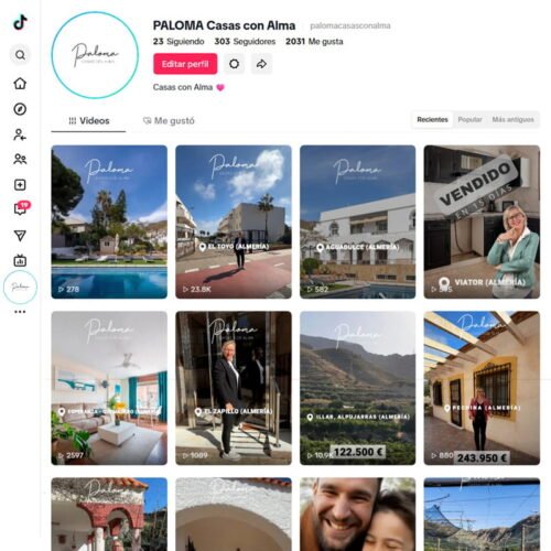 Gestión del perfil de la red social TikTok de Paloma Casas con Alma