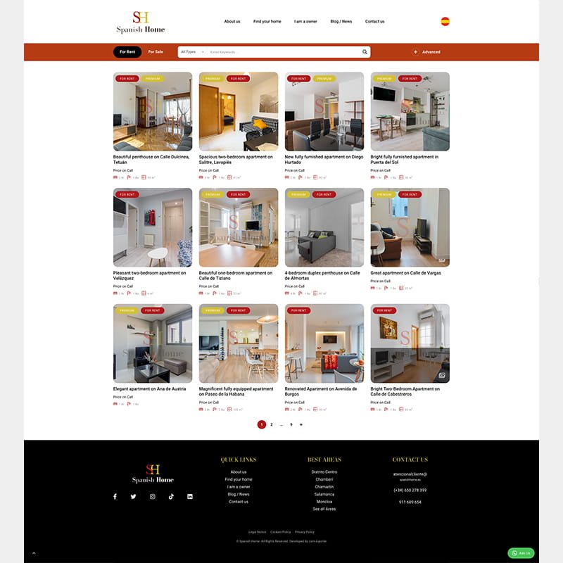 Página web de Spanish Home