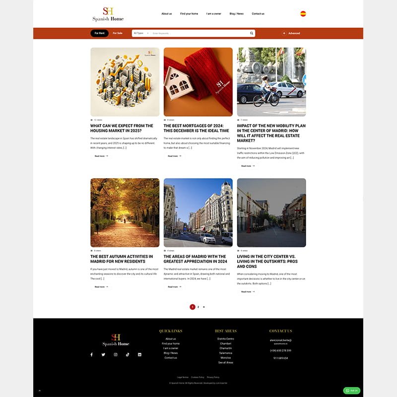 Página web de Spanish Home