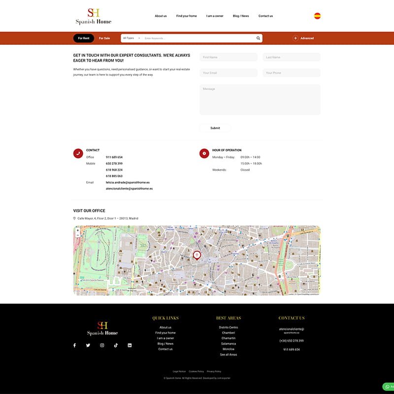 Página web de Spanish Home
