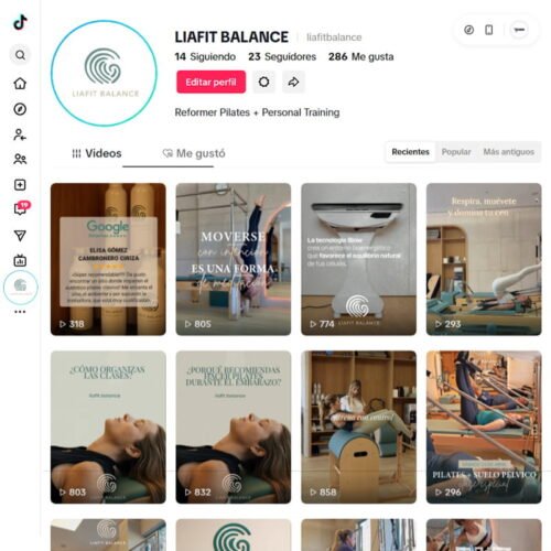 Gestión del perfil de la red social TikTok de LIAFIT BALANCE