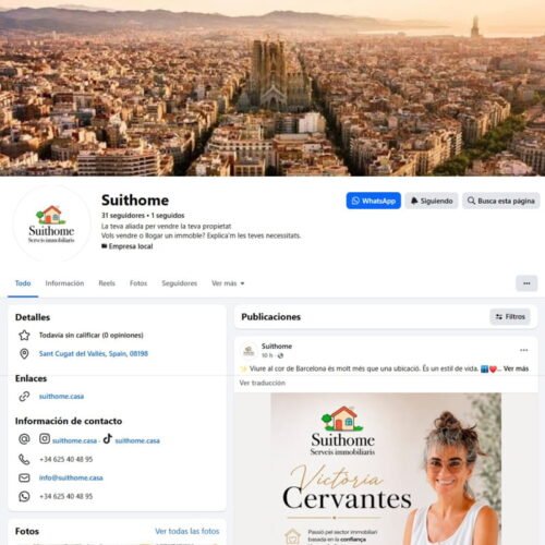 Gestión del perfil de la red social Facebook de Suithome Serveis Immobiliaris