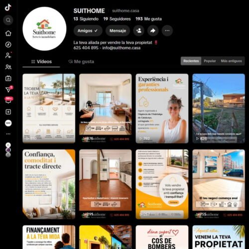 Gestión del perfil de la red social TikTok de Suithome Serveis Immobiliaris