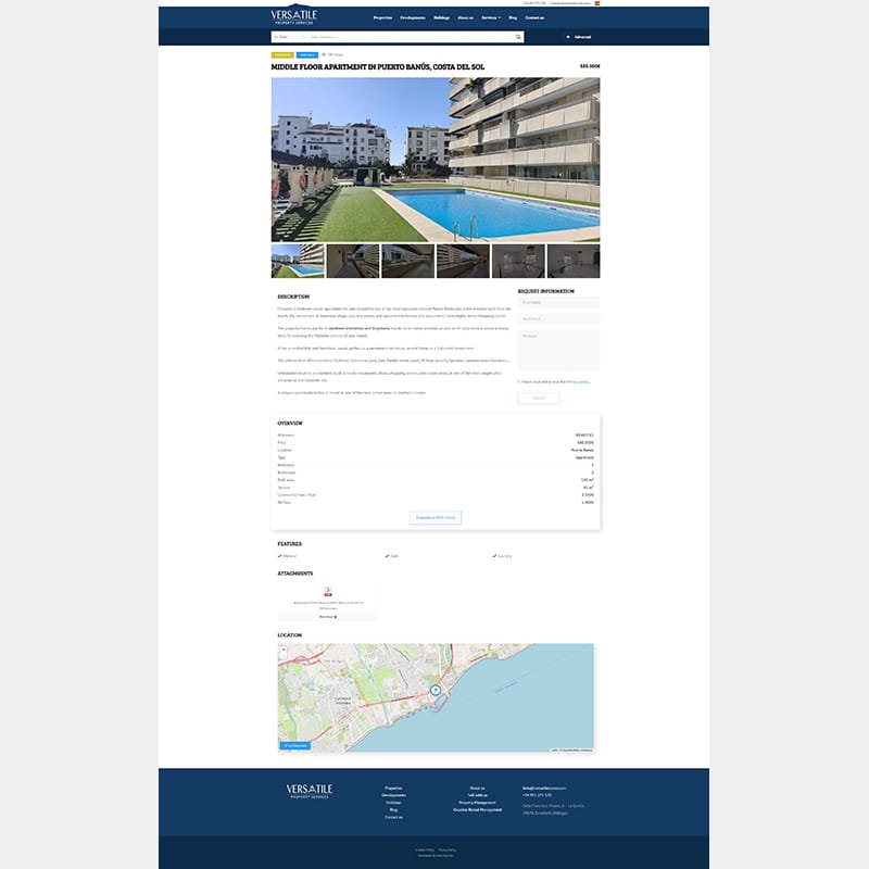 Página web de Versatile Property Services