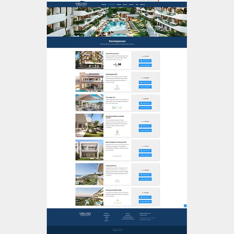 Página web de Versatile Property Services