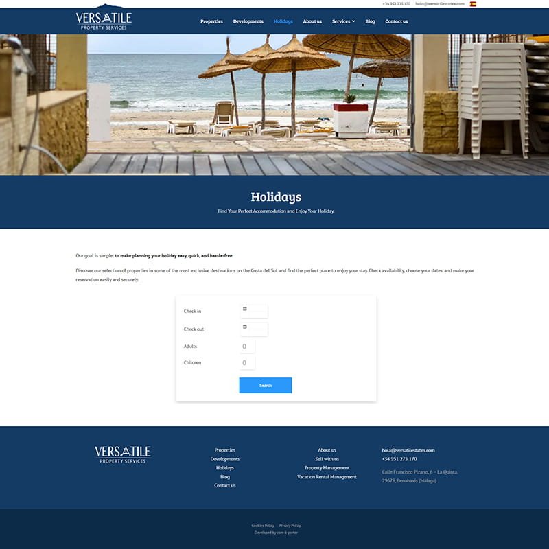 Página web de Versatile Property Services