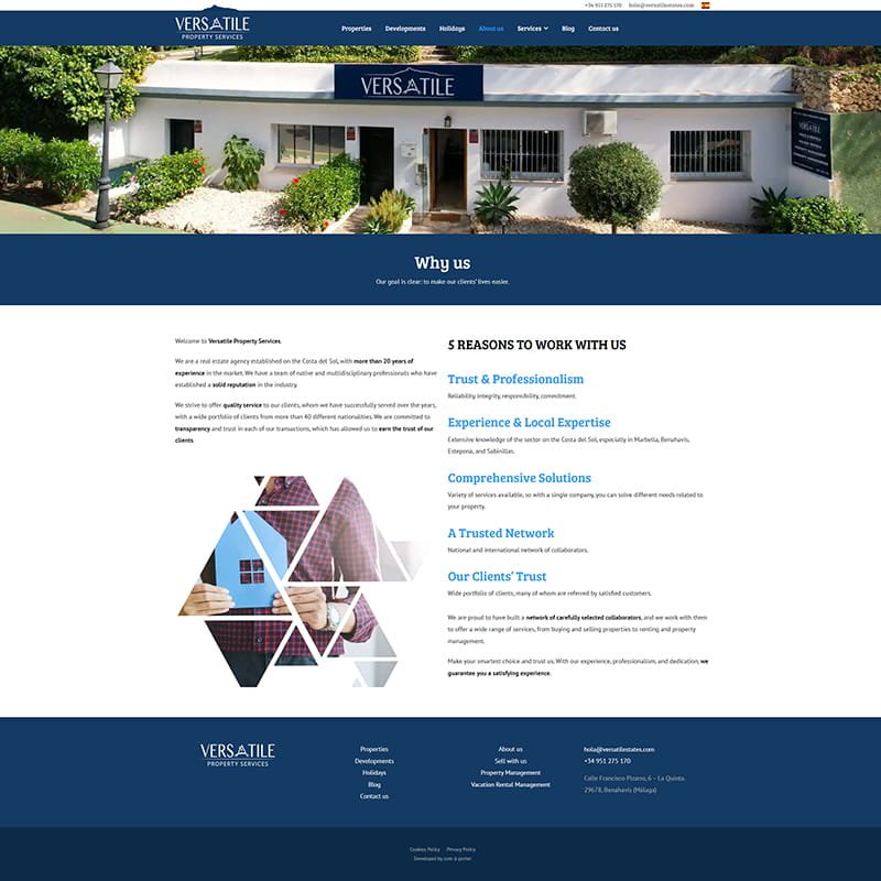 Página web de Versatile Property Services