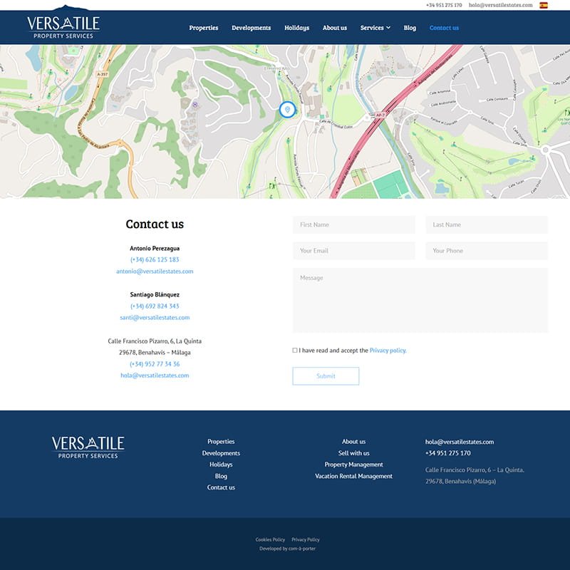 Página web de Versatile Property Services